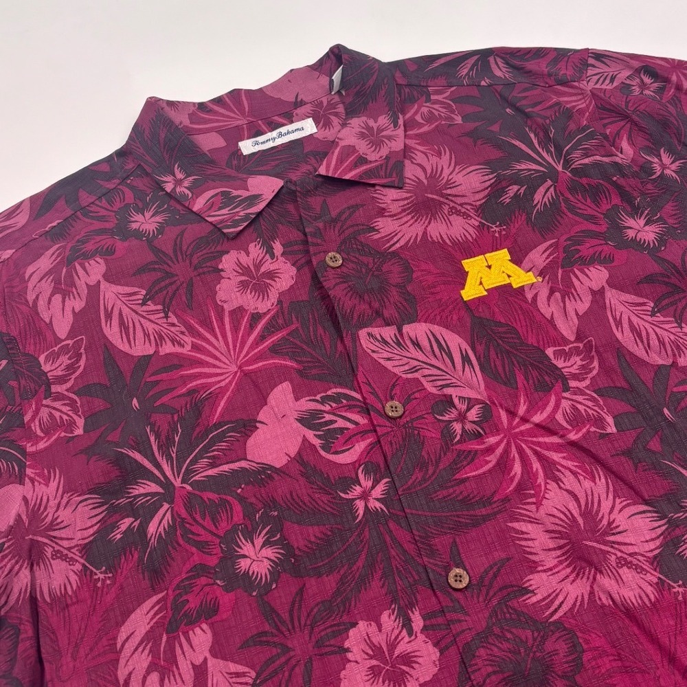 Tommy Bahama Men's XL Silk Minnesota Gophers Tropical Floral‎ Camp Shirt